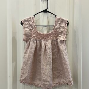 Elite Tahari Ramie Blush Pink Blouse Cottagecore Girly Loose Fit Small